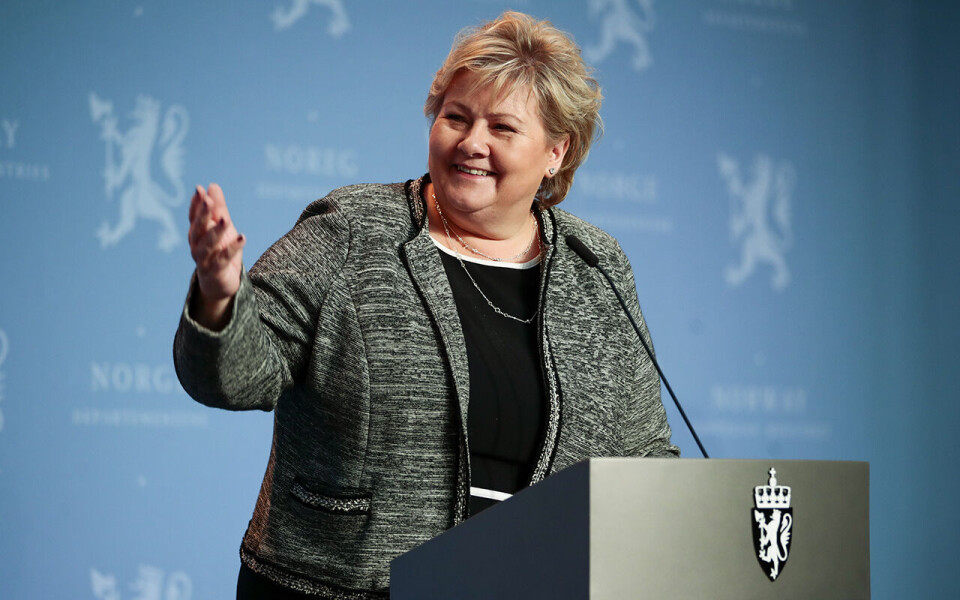 Statsminister Erna Solberg (H) deltar digitalt under Næringsmiddeldagene 2021 fredag 29. januar.