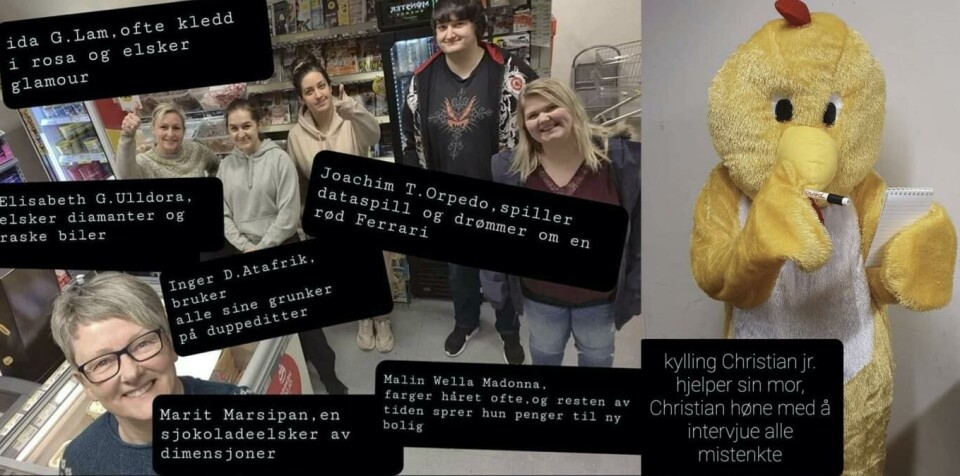 Her ser du dedektiven (t.h.) og mange av de mistenkte.