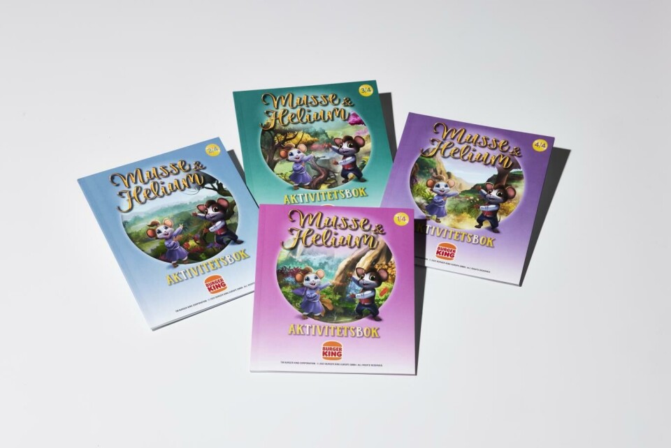 Fra uke 13 vil disse aktivitetsbøkene fra Musse og Helium være tilgjengelig hos Burger King i King Jr Meals over hele landet.