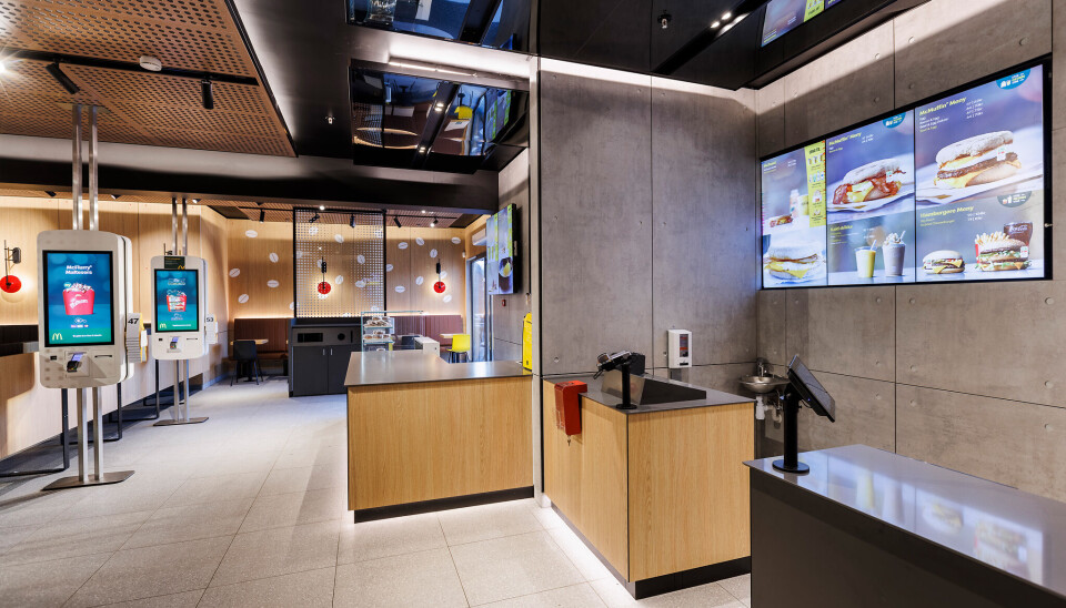 McDonald’s på Aksdal Senter skal etter planen åpne i midten av desember 2024. Her er planlagt interiør i restauranten. McDonald’s på Aksdal Senter skal etter planen åpne i midten av desember 2024. Her er planlagt interiør i restauranten.