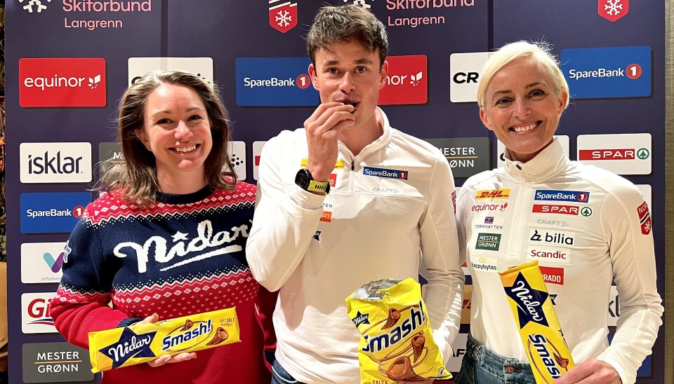 Nidar inngår partnerskap med Norges Skiforbund Langrenn for sesongen 2024/2025. F.v: marketingdirektør Julie Undlien Wisth i Orkla Confectionery & Snacks Norge, Harald Østberg Amundsen og daglig leder Cathrine Instebø i NSF langrenn. Nidar inngår partnerskap med Norges Skiforbund Langrenn for sesongen 2024/2025. F.v: marketingdirektør Julie Undlien Wisth i Orkla Confectionery & Snacks Norge, Harald Østberg Amundsen og daglig leder Cathrine Instebø i NSF langrenn.