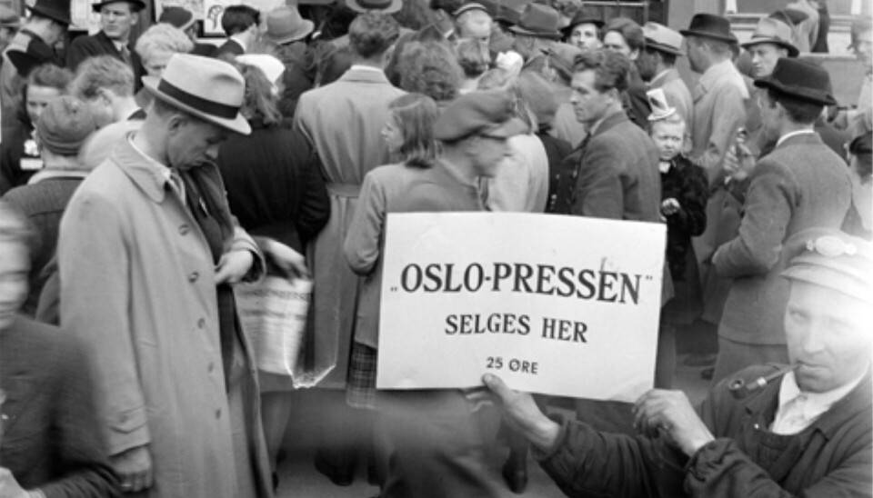 Fredsdagene 1945. Historisk bilde hentet fra Narvesens arkiv.