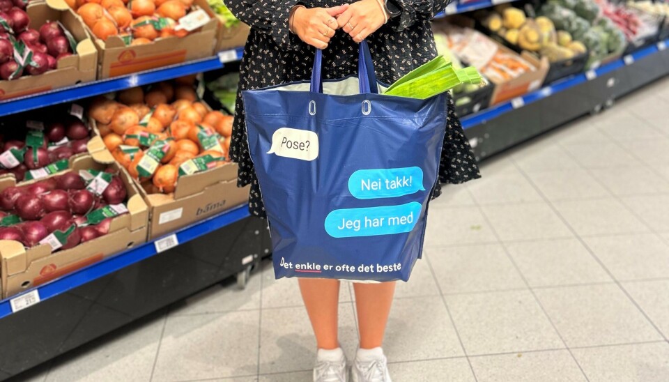 Det nye handlenettet fra Rema 1000, designet av Lene Havn Heimvik (28) er ute i butikk fra uke 35. Det nye handlenettet fra Rema 1000, designet av Lene Havn Heimvik (28) er ute i butikk fra uke 35.