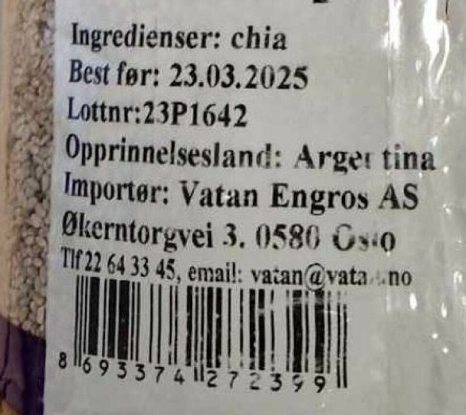 Tilbakekaller hvite chiafrø