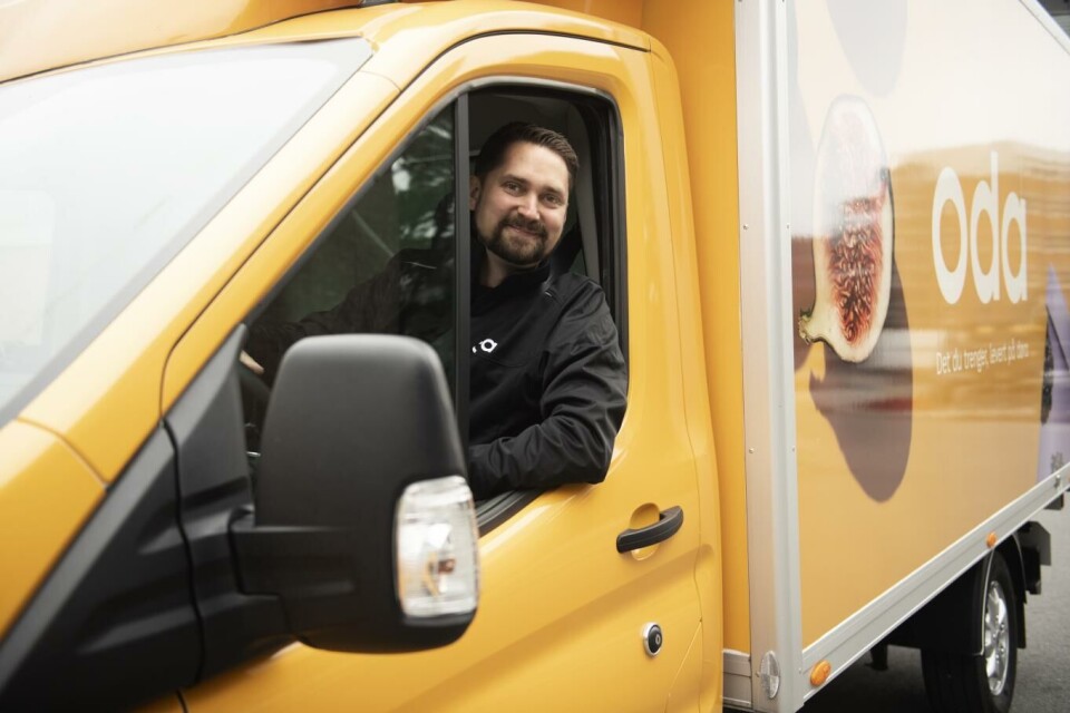 Karl Munthe-Kaas, administrerende direktør og medgründer i Kolonial.no, utenfor Odas lokaler i Nydalen. Foto: Annika Byrde, NTB