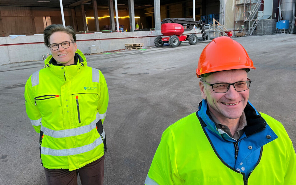 Fabrikksjef Therese Ryan og teknisk sjef Steinar Elgvin ved Nortura Tønsberg.