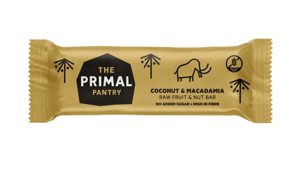 Primal Pantry Raw bar kokos & macadamianøtter er nå å finne hos utvalgte Meny, Spar og Bunnpris-butikker.