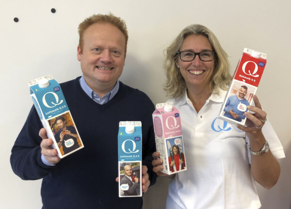 Produktsjef for melk i Q Pål Rasmussen sammen med markedsdirektør Kristine Aasheim.