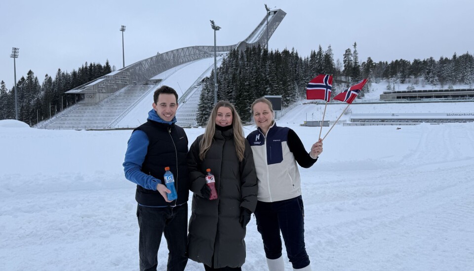 Gatorade er ny samarbeidspartner med Holmenkollen Skifestival. F. v. salgs- og partnerkoordinator i Holmenkollen Skifestival, Jonas Fremstad, Gatoradesjef i Ringnes, Josefine Hagatun og Anne-Birgitte Svae-Kvifte, kommersiell leder i Holmenkollen Skifestival