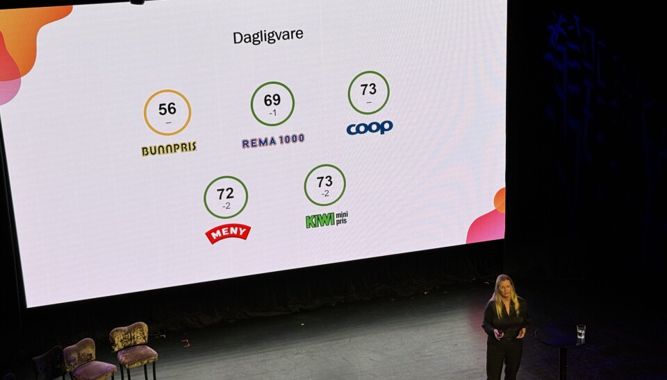 Miriam G. Edvardsen presenterte omdømmescoren til dagligvareaktørene. Foto: Apeland