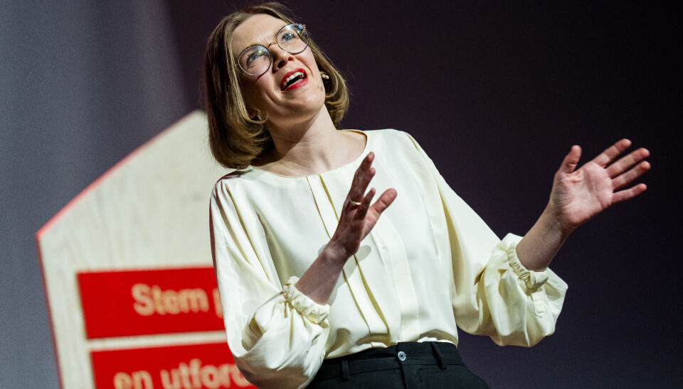 Partileder Marie Sneve Martinussen i Rødt. Arkivfoto fra partiets landsmøte.