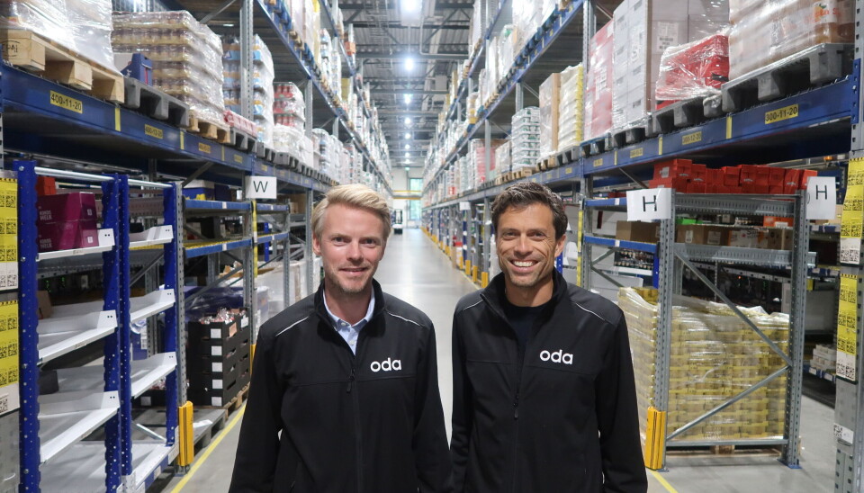 Christopher Buer Jonassen og Andreas Hoberg har begge jobbet med å forbedre effektiviteten på lageret til Oda i 7-8 år. Høy effektivitet er en forutsetning for å klare seg i konkurransen.